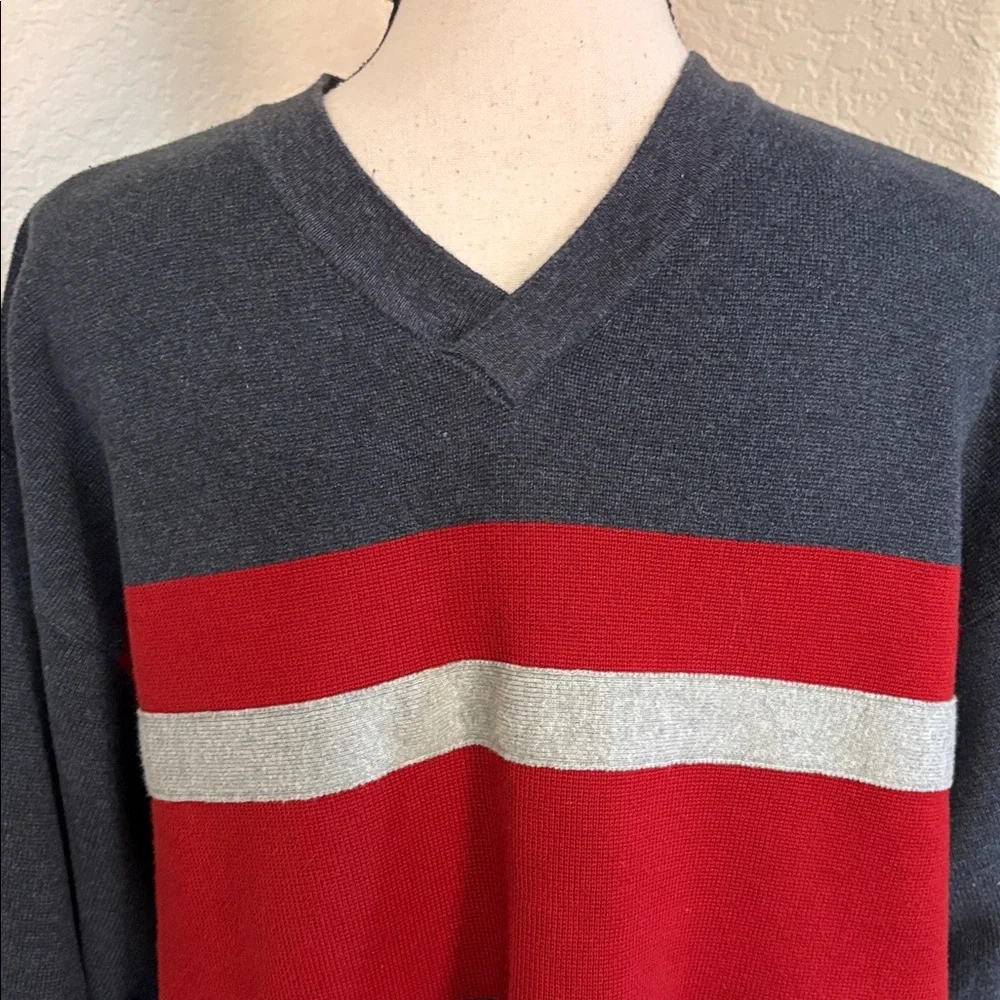 Vintage 90’s Structure blue & red striped V-neck sweater Size M